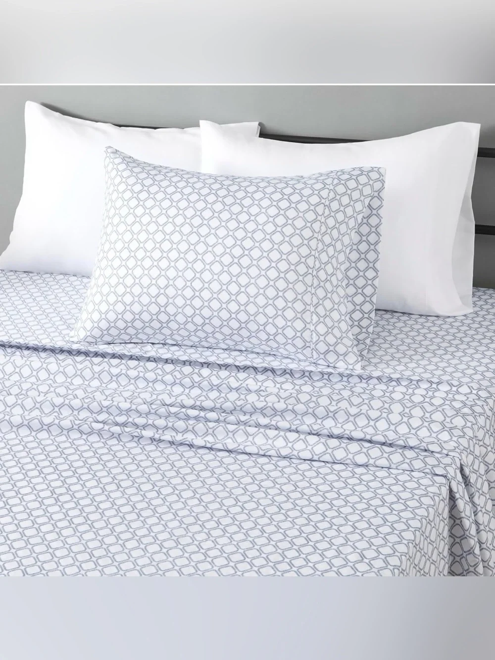 Classic Geometric Print Sheet Set in Light Blue - Home Bedding